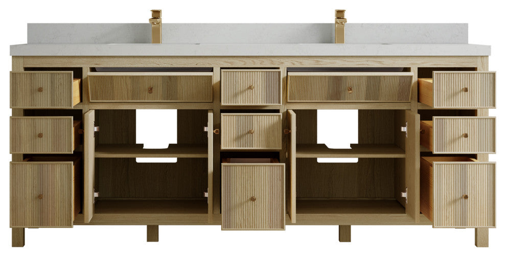 Sonoma Oak 84 Double Sink Bath Vanity with 2" Carrara Quartz