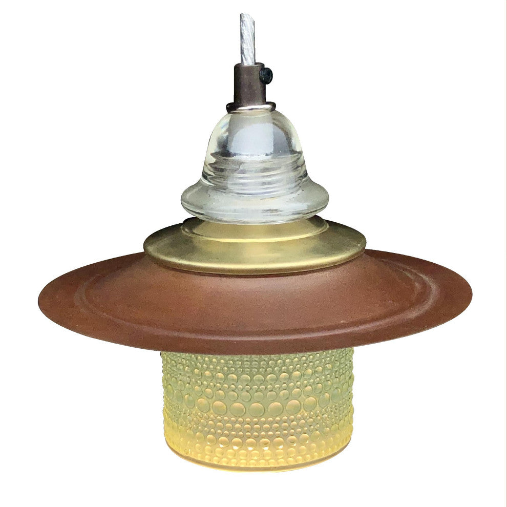 Bubble Glass Globe Pendant Lantern Metal Hood Insulator Bell Cap, Aqua