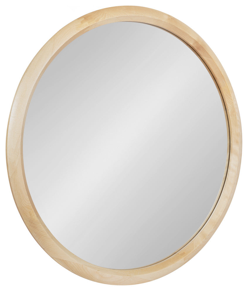 Pao Curved Framed Wood Wall Mirror, Natural, 28"