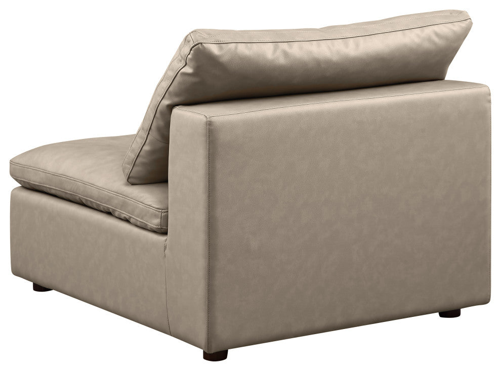 Dante Armless Chair Upholstered, Top Grain Italian Leather