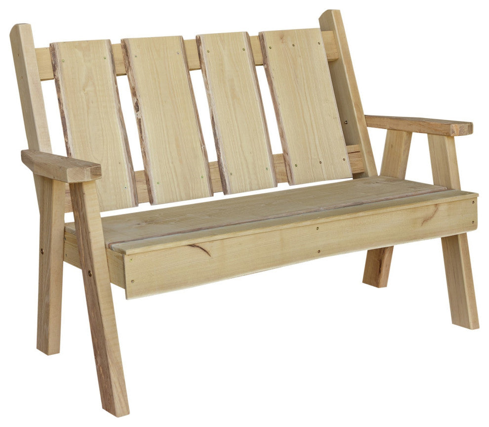 Live Edge Locust Timberland Garden Bench, Unfinished, 4 Foot