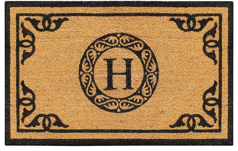 A1HC Hand-Crafted by Artisans Geneva Monogrammed Entry Doormat, 30"x48", H