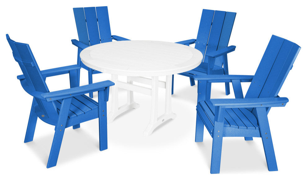 POLYWOOD Modern Adirondack 5-Piece Nautical Trestle Dining Set