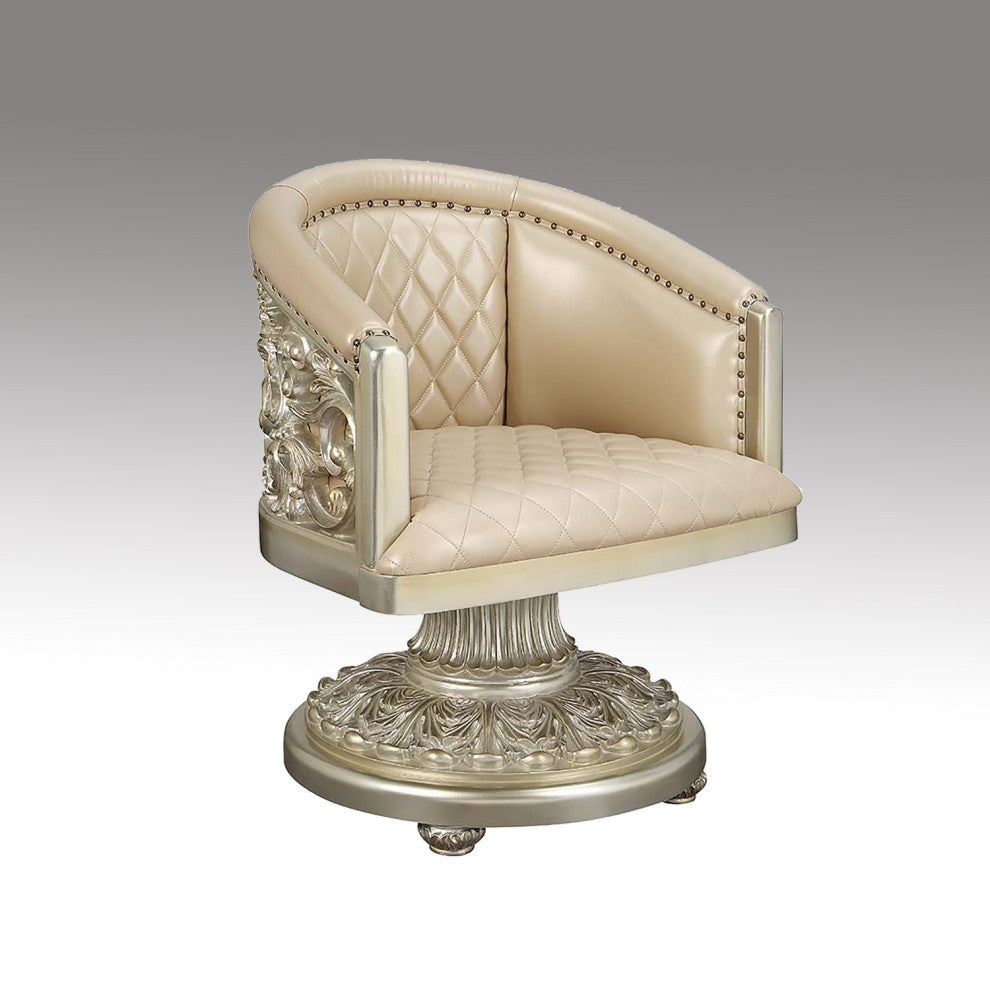 Acme Sorina Arm Chair PU and Antique Gold Finish