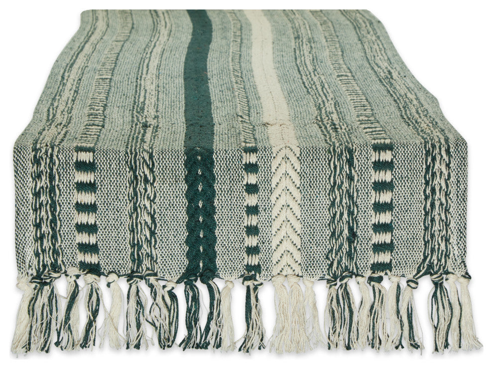 Dark Green Braided Stripe Table Runner 15x72