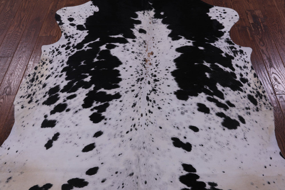7' 1" X 6' 3" Salt and Pepper Natural Cowhide Rug C1603
