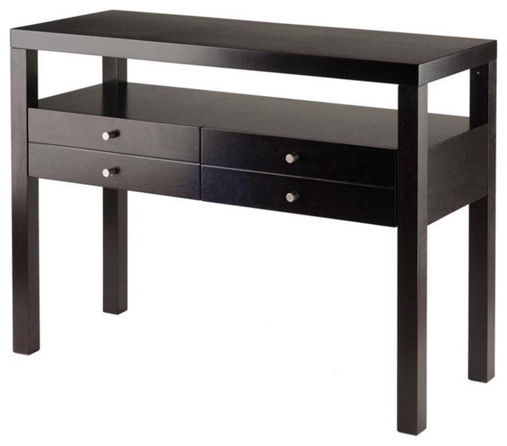 Pemberly Row Transitional Solid Wood Console Table in Espresso