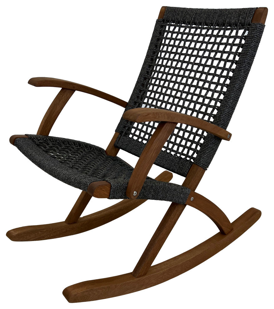 Eucalyptus and Rope Rocking Chair, Grey Rope