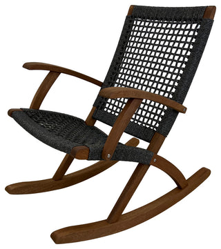 Eucalyptus and Rope Rocking Chair, Grey Rope