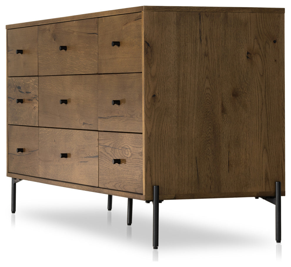 Eaton 9 Drawer Dresser-Amber Oak Resin