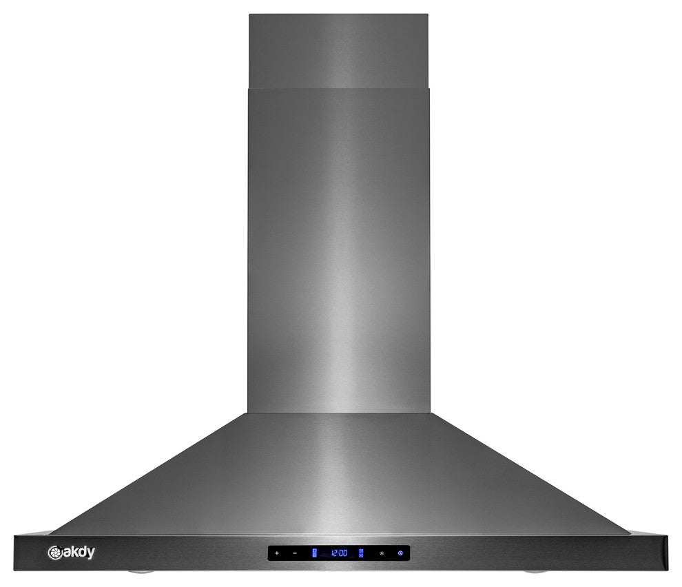 AKDY 36"� Island Mount Black Stainless Steel Kitchen Range Hood with Touch Panel
