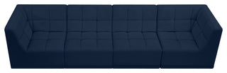Relax Velvet Upholstered 4-Piece Modular Sofa, Navy