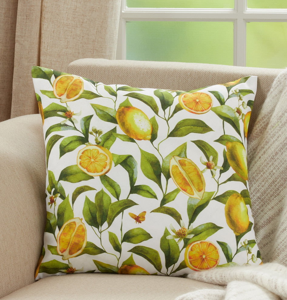 Poly-Filled Lemons Design Outdoor Throw Pillow
