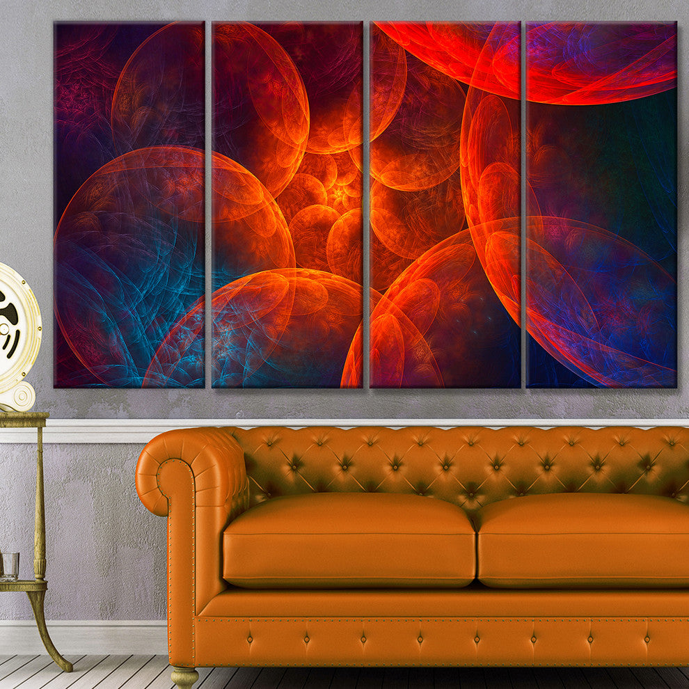 Biblical Sky with Red Clouds, Abstract Wall Art Canvas, 48"x28", 4 Panels