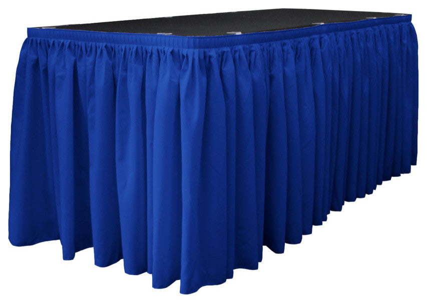 LA Linen Polyester Poplin Table Skirt, Royal, 252"x29"