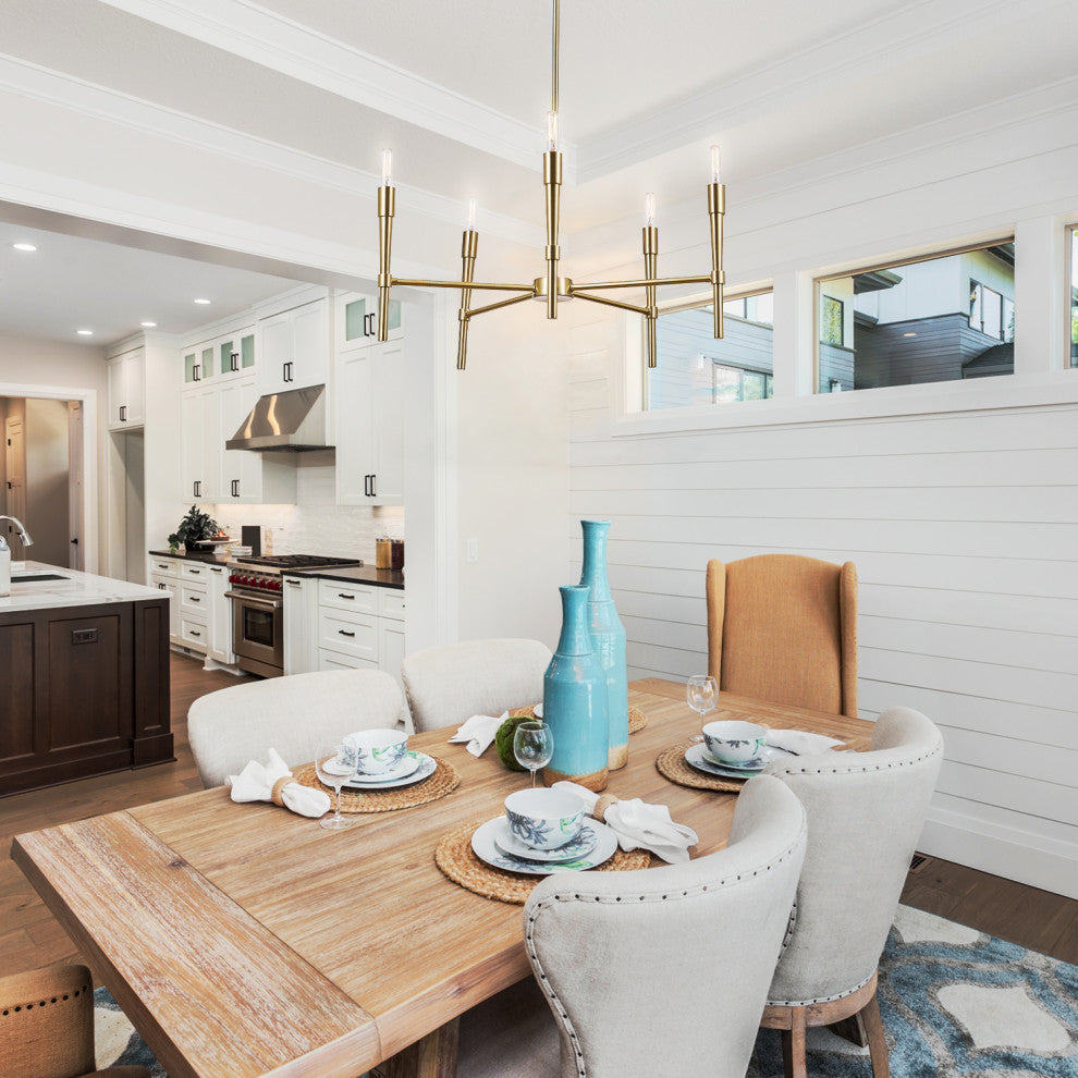 5-Light  Brass Chandelier, Bulbs Included