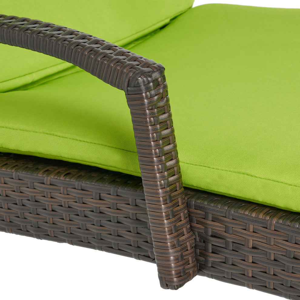 GDF Studio Olivia Outdoor Chaise Lounge Chair  With Off-White Cushion, Set of 2,