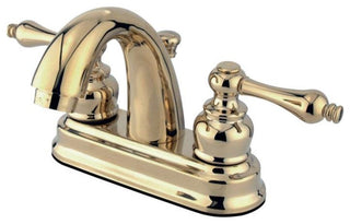Restoration Centerset Lavatory Faucet, Metal Lever Handles, Polished Brass