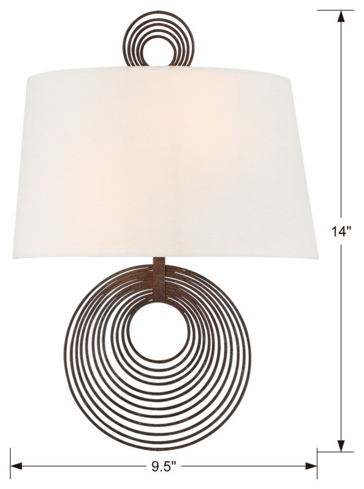 Crystorama DOR-B7702-FB, 2-Light Wall Mount, Forged Bronze