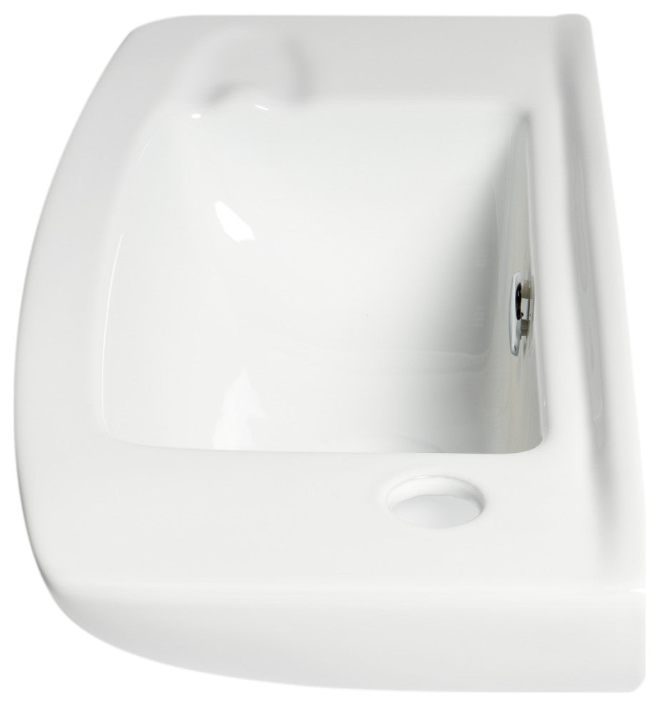 ALFI brand ABC115 White 20" Small Wall Mounted Ceramic Sink with Faucet Hole