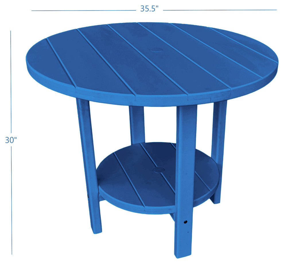 Phat Tommy Round Outdoor Dining Table, Poly Lumber Furniture, Blue