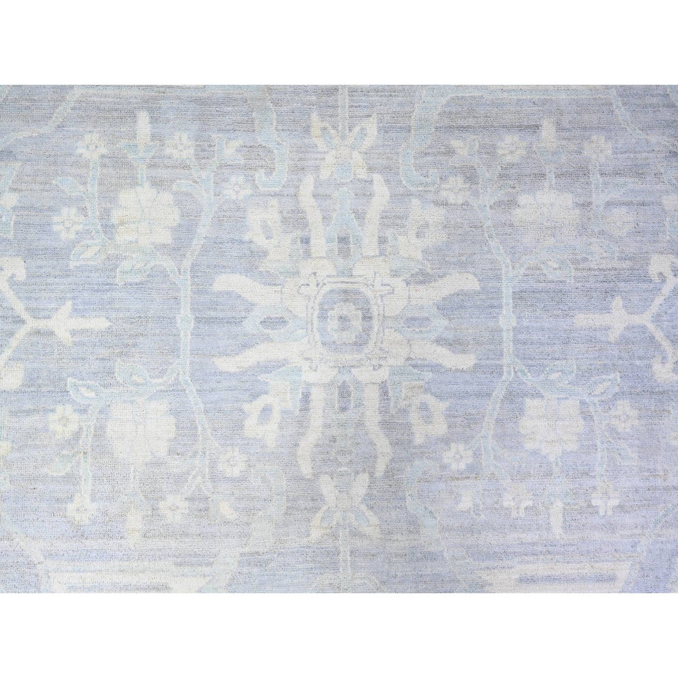 Gray Washed Out Peshawar Wool Hand Knotted Oversized Oriental Rug, 11'9"x14'4"