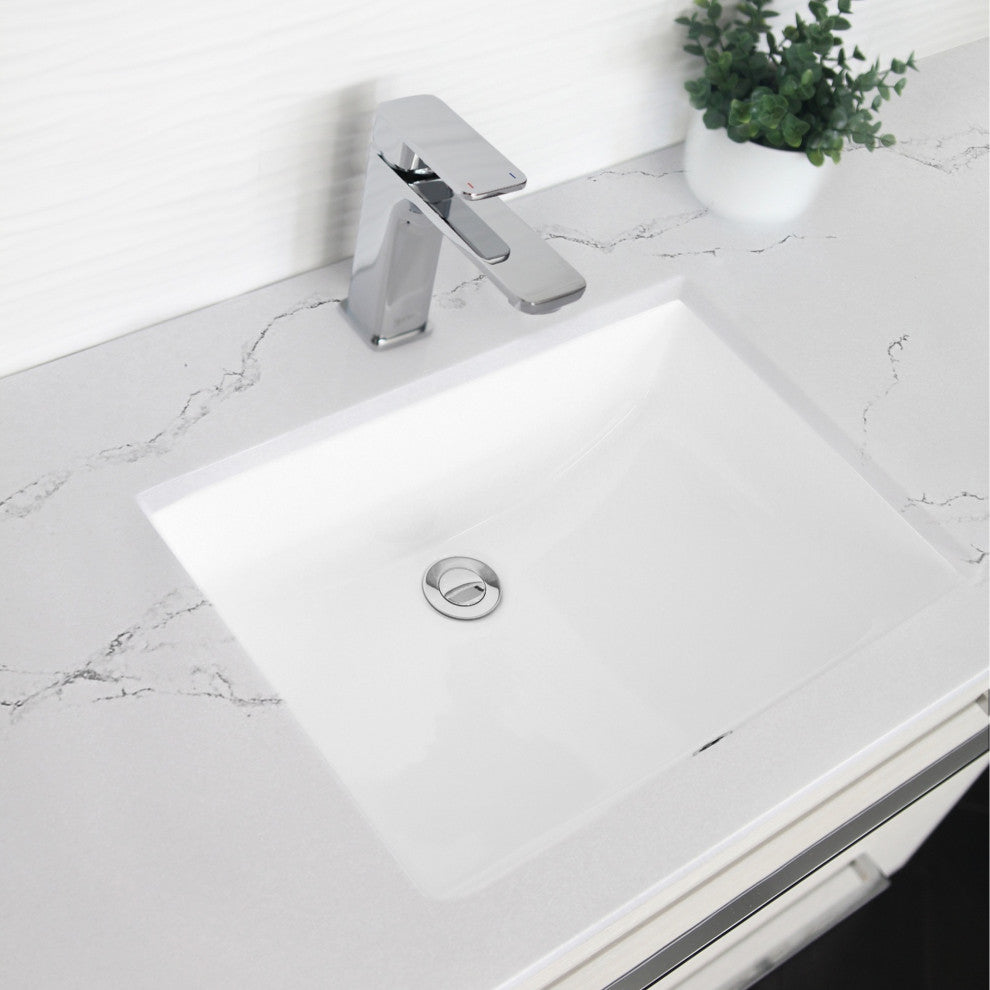 STYLISH 21" Rectangular Undermount Ceramic Bathroom Sink, 2 Overflow Finishes