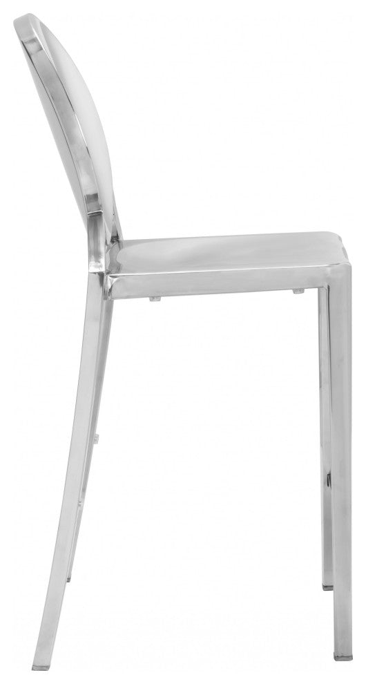 Set of Two Polished Steel Counter Chairs