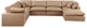 Comfy Upholstered U-Shaped Modular Sectional, Tan, 7-Piece: 3 Armless Chair, 3 Corner Chair, 1 Ottoman, Vegan Leather