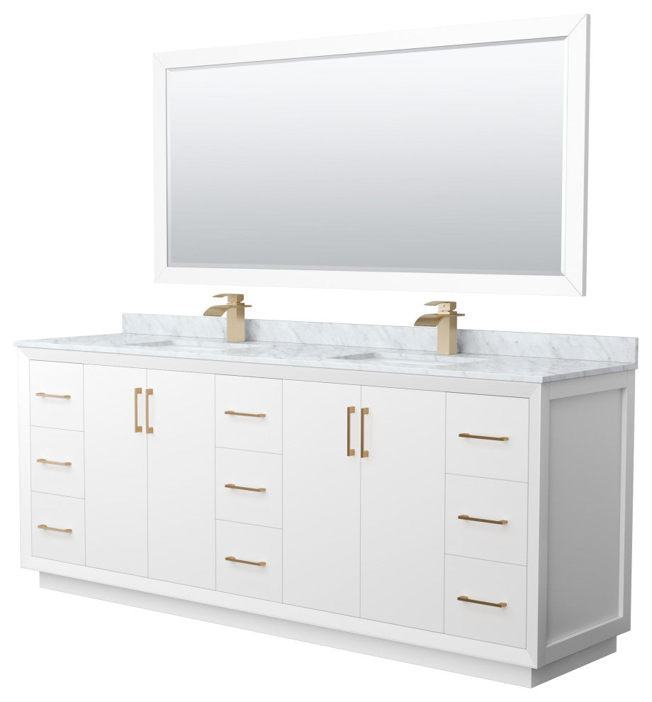 Wyndham WCF414184DWZCMUNSM70 Strada 84 Inch Double Bathroom Vanity in White