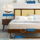 Kelsea Cane and Wood King Platform Bed With Angular Legs Walnut