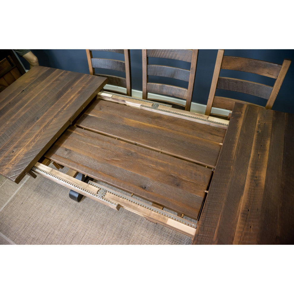 Pathway Reclaimed Barnwood Extendable Dining Table, Natural, 48x84, 4 Leaves