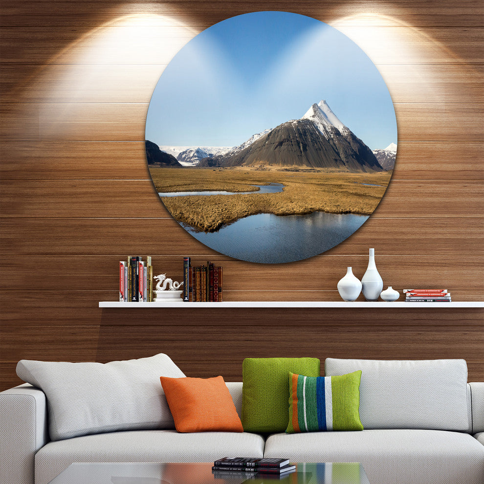 Scenic Southern Iceland, Landscape Photo Round Metal Wall Art, 38"