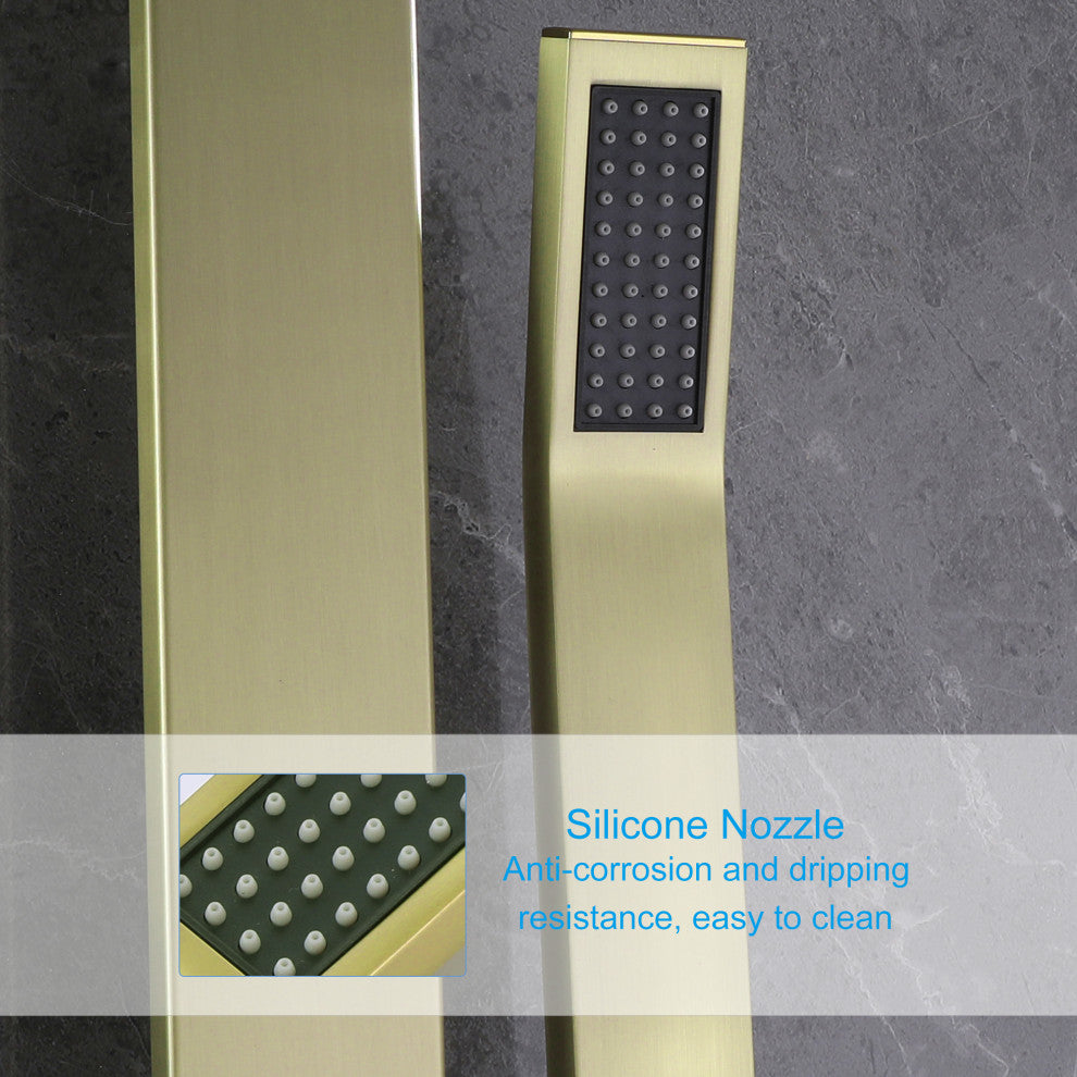 Luxury Double Function Thermostatic Shower System With Rough-In Valve, Brushed Gold
