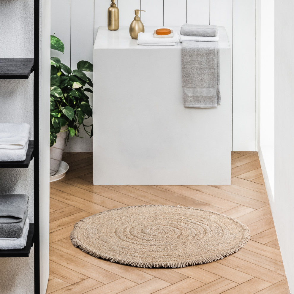 Hartley Machine Tufted Bath Mat, Beige, 30"x30"
