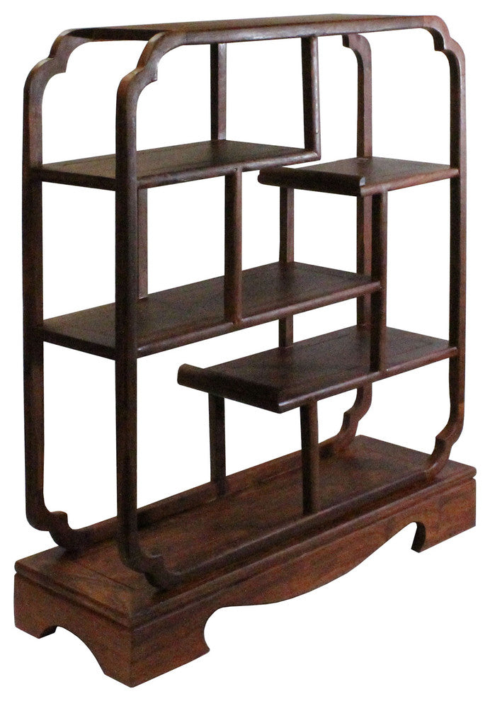 Chinese Yellowish Brown Wood Rectangular Small Curio Display Stand Hws206