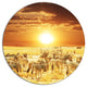 Wandering Herd Of Zebra At Sunset, African Disc Metal Wall Art, 36"