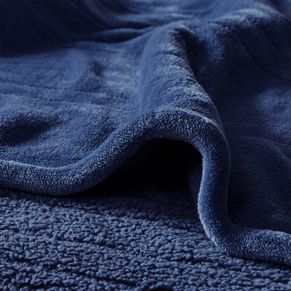 Beautyrest Heated Microlight to Berber Blanket, Indigo