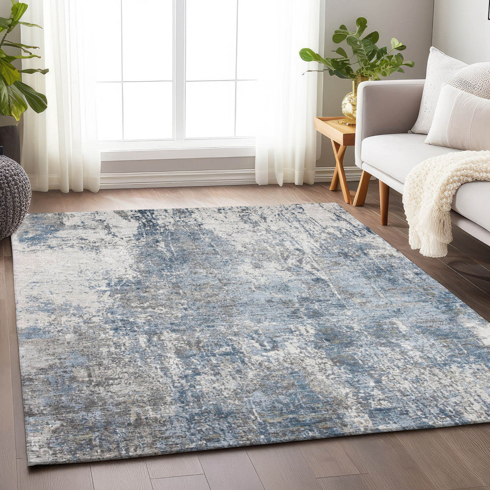 Machine Washable Indoor/Outdoor Chantille ACN1765 Blue 5' x 7'6" Rug