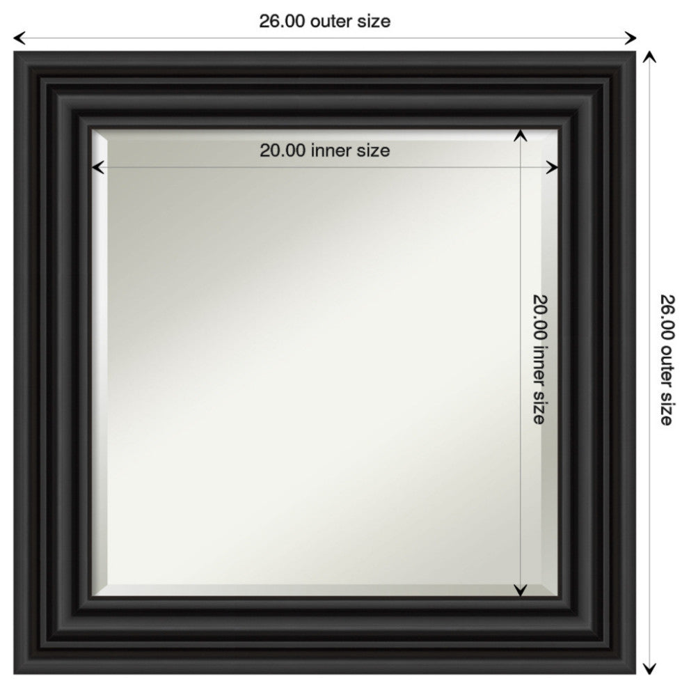 Colonial Black Beveled Wall Mirror - 26 x 26 in.