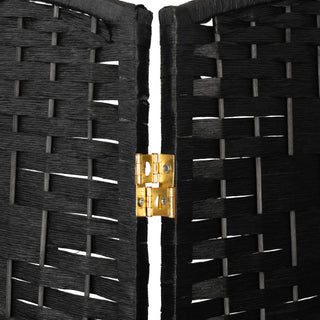 2 ft. Short Fiber Weave Room Divider Black 8 Panels