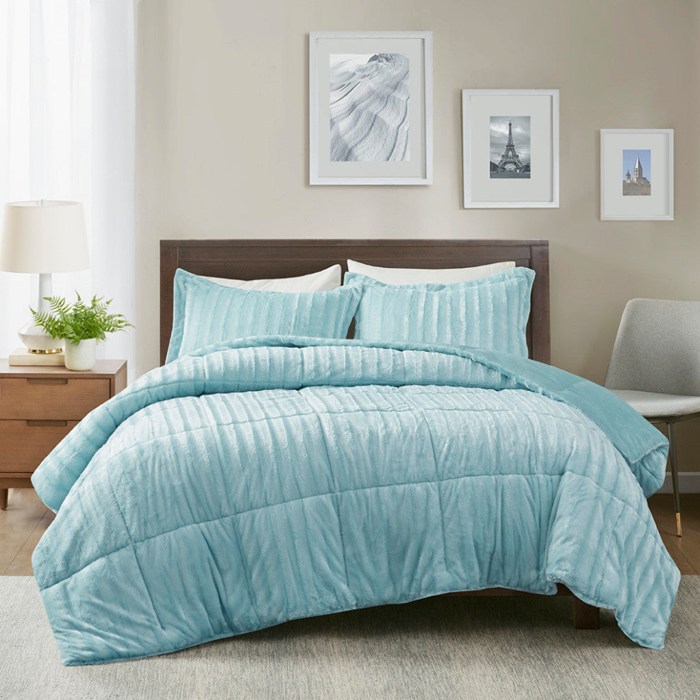 Madison Park Duke Dux Faux Fur 3-Piece Comforter Mini Set
