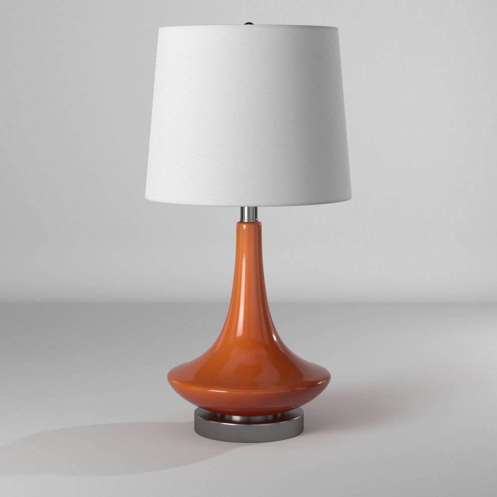 Retro Orange Glass Table Lamp With Steel Base