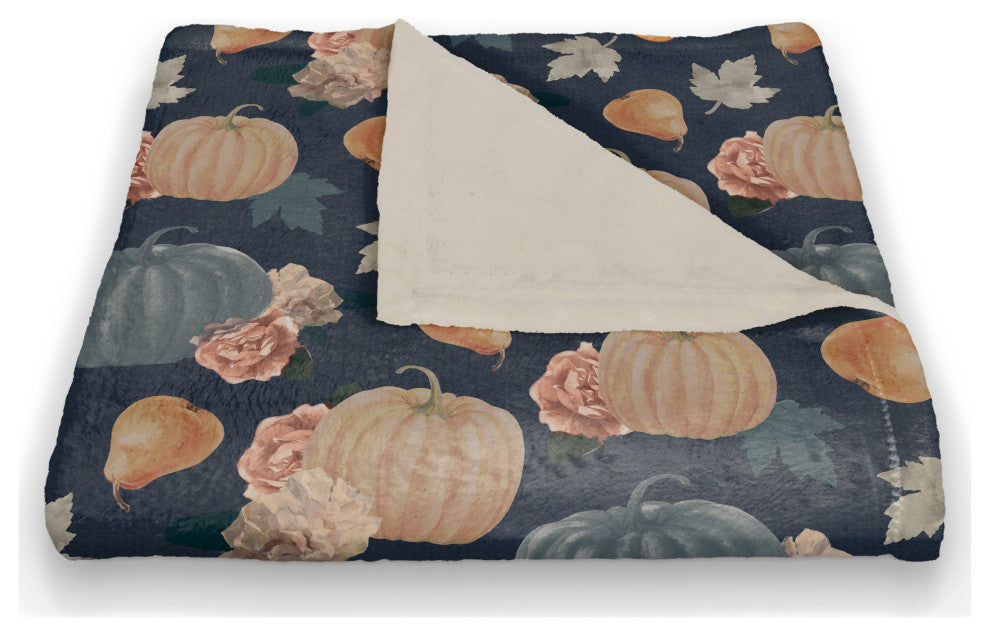 Sweet Harvest Pattern Blue 1 50"x60" Coral Fleece Blanket