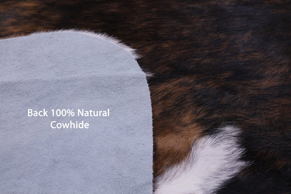 7' 1" X 6' 3" Brindle Natural Cowhide Rug C2243