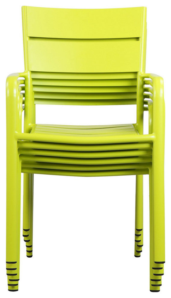 Benzara BM287745 Meta 22" 6 Piece Dining Chair Set, Green Aluminum Frame