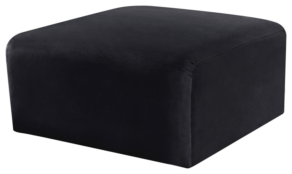 Arc Upholstered Modular Component, Black, 1-Piece: Ottoman, Velvet