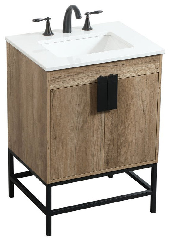 Home Living 19" Modern Natural Oak-Light Bathroom Vanity