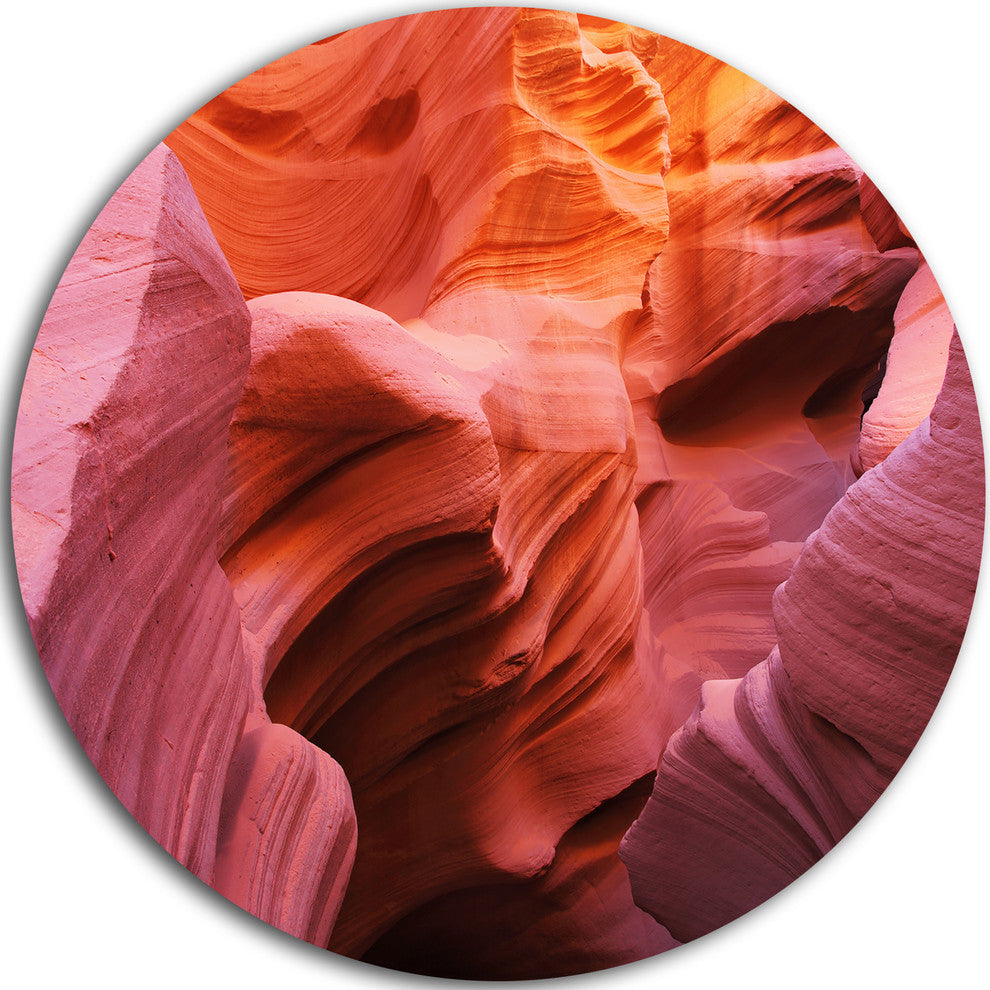 Orange Red Antelope Canyon, Landscape Photo Round Wall Art, 23"