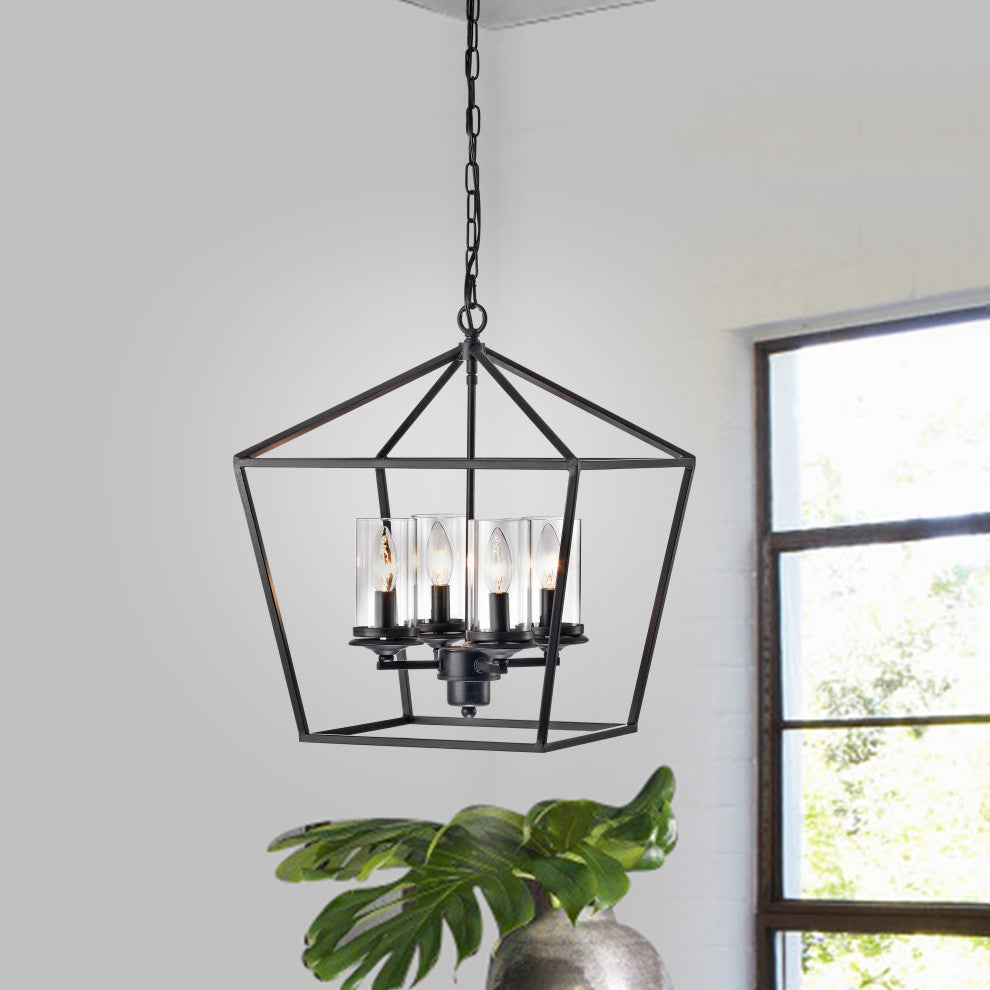 Viera Modern Black Brushed Coffee 4-Light Chandelier